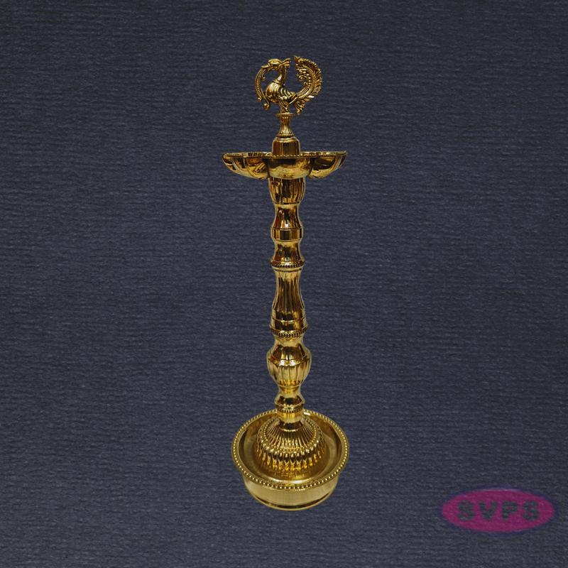 Handcrafted Brass Annapakshi Kuthu Vilakku with Lotus Base – Height 16 Inches