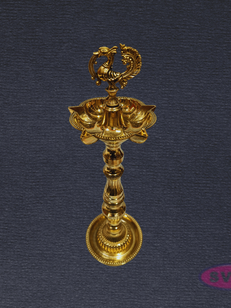 Handcrafted Brass Annapakshi Kuthu Vilakku with Lotus Base – Height 16 Inches