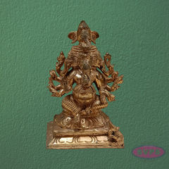 Handcrafted Panchalogam Ashta Ganesha Statue – Eight-Armed Lord Ganesha Idol in Antique Finish