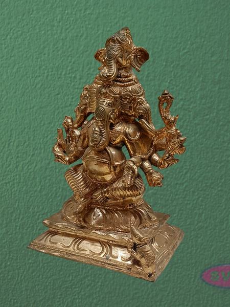 Handcrafted Panchalogam Ashta Ganesha Statue – Eight-Armed Lord Ganesha Idol in Antique Finish