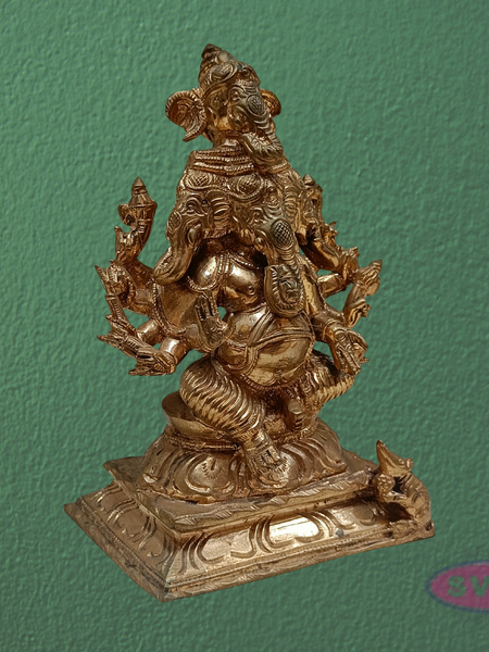 Handcrafted Panchalogam Ashta Ganesha Statue – Eight-Armed Lord Ganesha Idol in Antique Finish