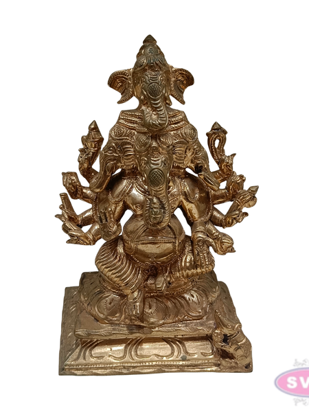 Handcrafted Panchalogam Ashta Ganesha Statue – Eight-Armed Lord Ganesha Idol in Antique Finish