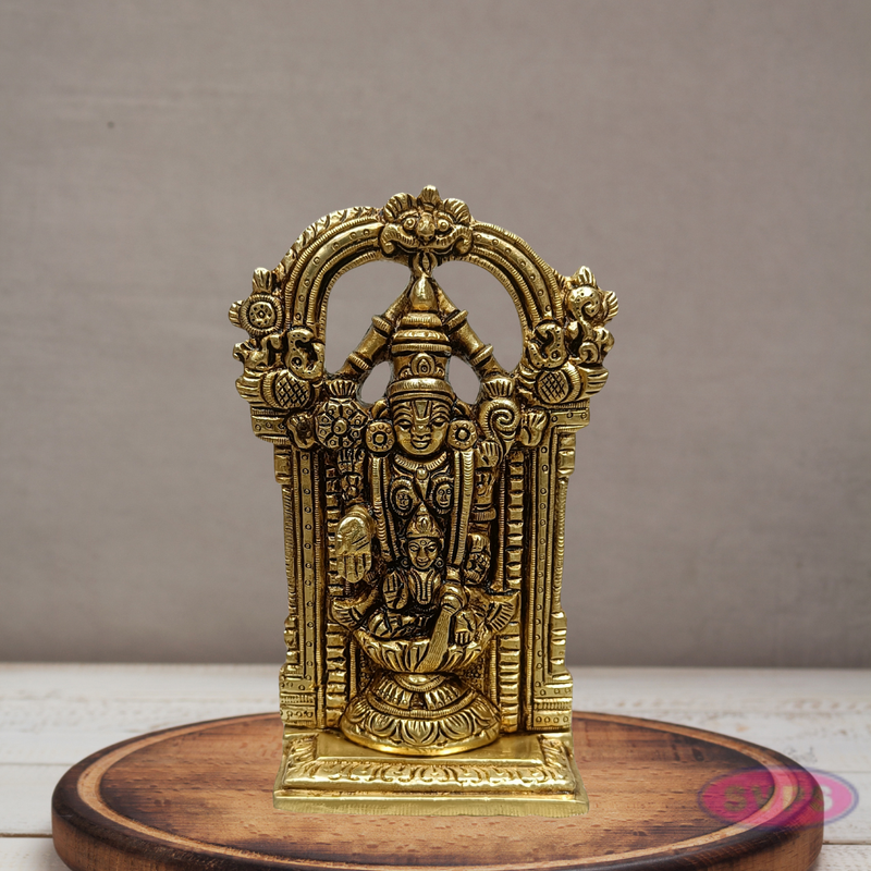 Antique Finish Brass Lord Venkateswara with Lakshmi Devi Statue
