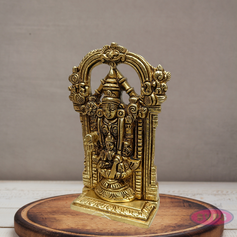 Antique Finish Brass Lord Venkateswara with Lakshmi Devi Statue