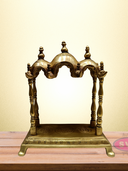 Brass 3 Domed Temple Mandir for Home
