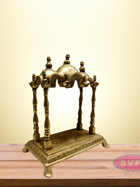 Brass 3 Domed Temple Mandir for Home