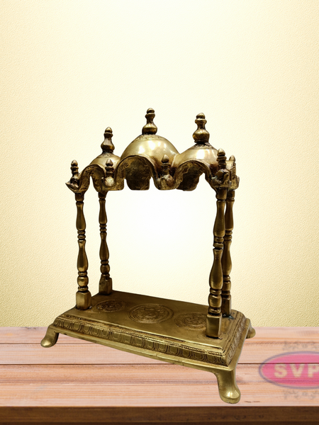 Brass 3 Domed Temple Mandir for Home