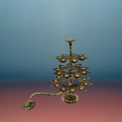 Brass 3 Step Aarti Lamp For Pooja / 12 Inches