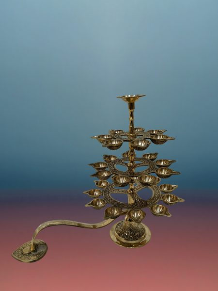 Brass 3 Step Aarti Lamp For Pooja / 12 Inches