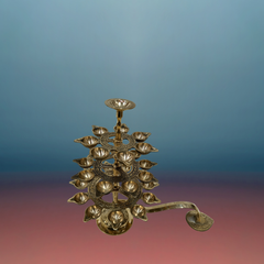 Brass 3 Step Aarti Lamp For Pooja / 12 Inches