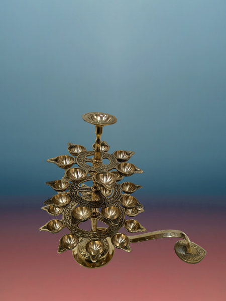 Brass 3 Step Aarti Lamp For Pooja / 12 Inches