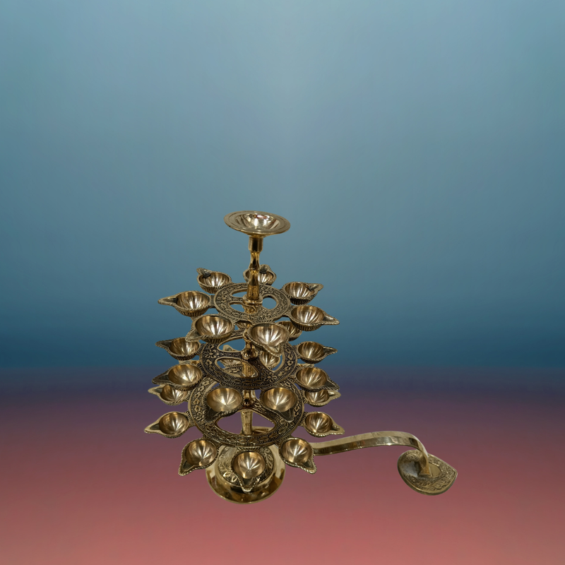 Brass 3 Step Aarti Lamp For Pooja / 12 Inches