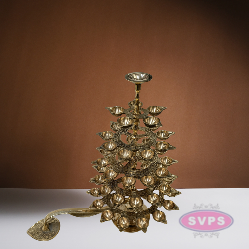 Brass 5 Step Aarti lamp For Pooja / 17 Inches