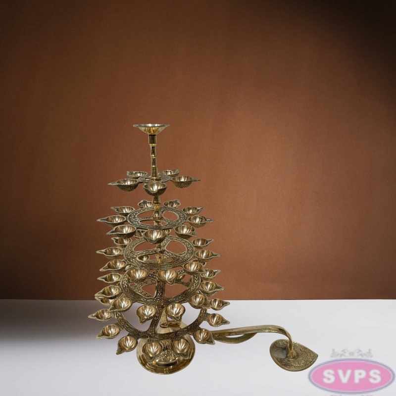 Brass 5 Step Aarti lamp For Pooja / 17 Inches