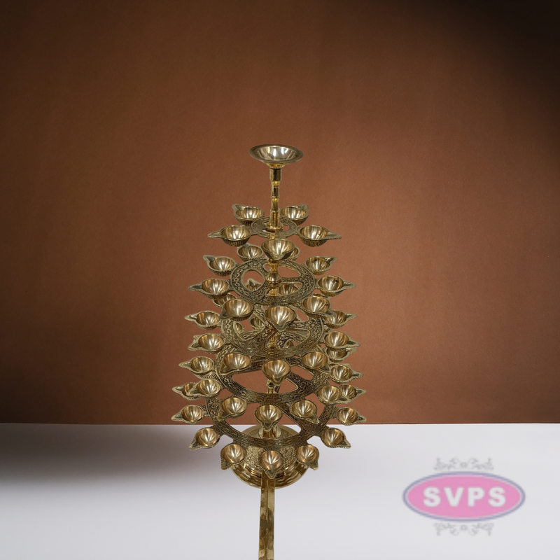 Brass 5 Step Aarti lamp For Pooja / 17 Inches