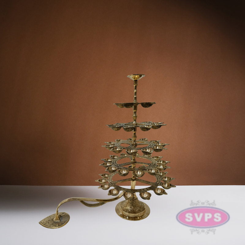 Brass 5 Step Aarti lamp For Pooja / 17 Inches