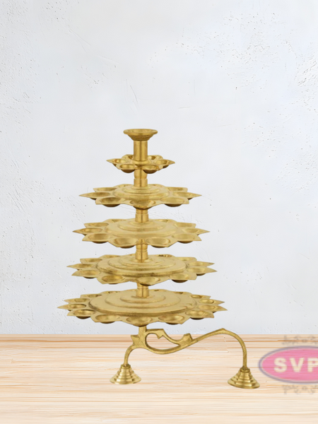 Brass 5 Steps Adukku Deepam / Layer Lamp / Diya Aarti For Pooja