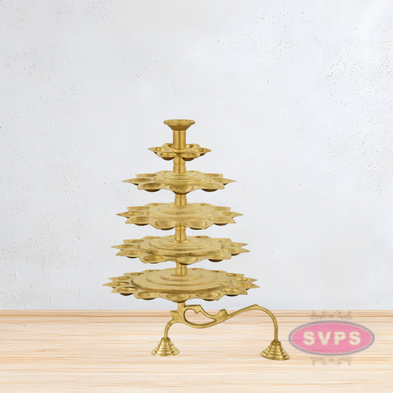 Brass 5 Steps Adukku Deepam / Layer Lamp / Diya Aarti For Pooja