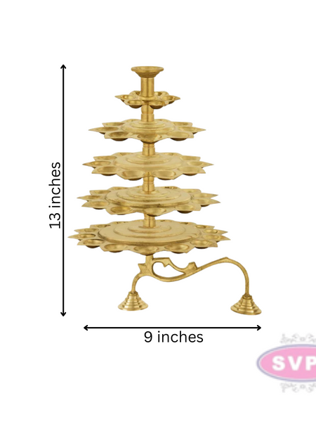 Brass 5 Steps Adukku Deepam / Layer Lamp / Diya Aarti For Pooja