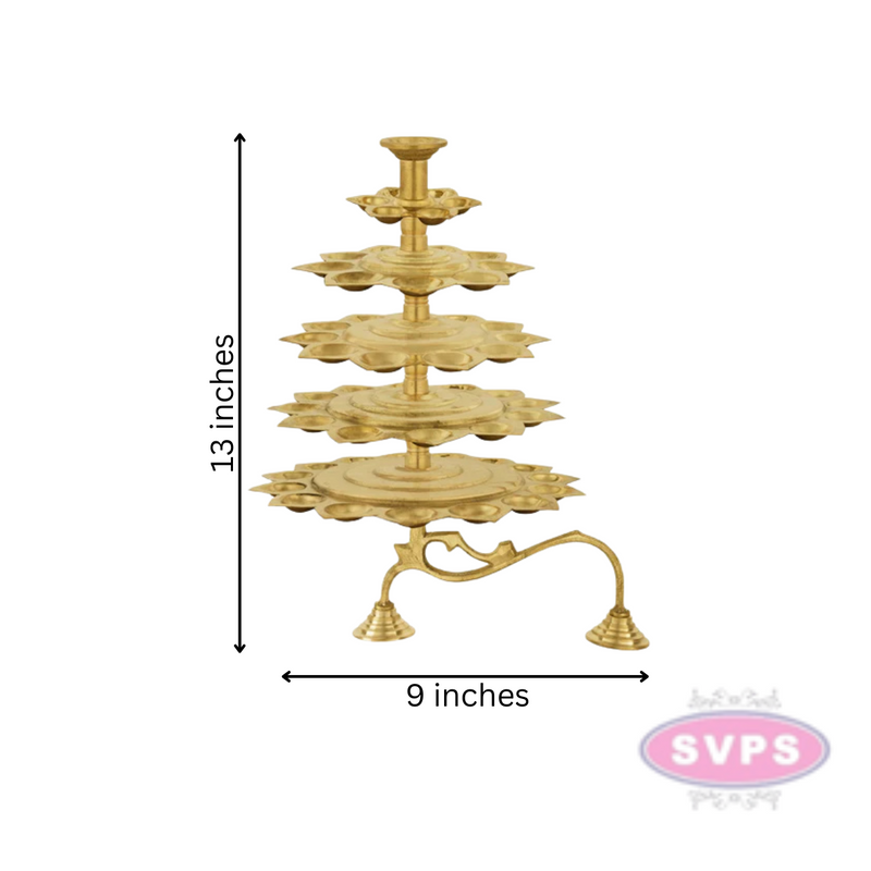 Brass 5 Steps Adukku Deepam / Layer Lamp / Diya Aarti For Pooja