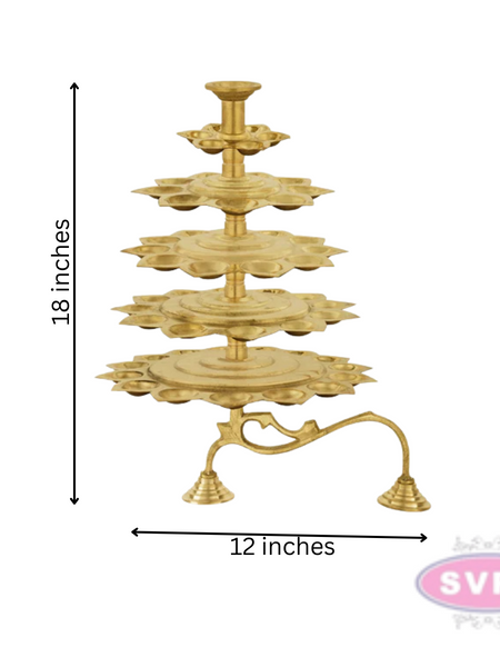 Brass 5 Steps Adukku Deepam / Layer Lamp / Diya Aarti For Pooja