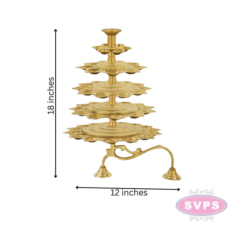 Brass 5 Steps Adukku Deepam / Layer Lamp / Diya Aarti For Pooja
