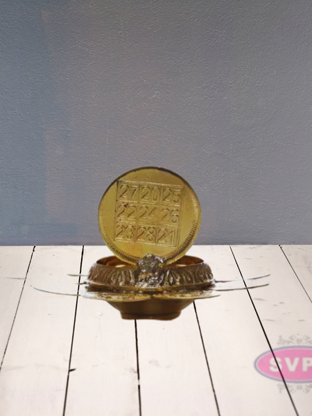 Brass 9 Coins Ashtalakshmi Kubera Oil Lamp Diya / Vilakku