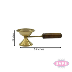 Brass Aarti Lamp / Dhoop Stand With Wooden Handle