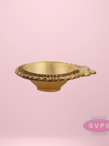 Brass Agal Lamp / Vilakku With Flower Design