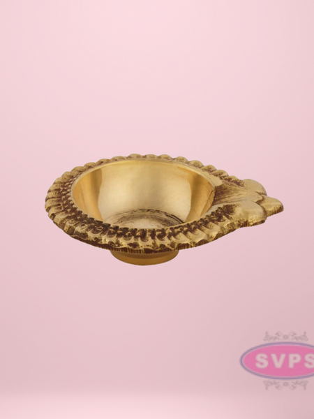Brass Agal Lamp / Vilakku With Flower Design