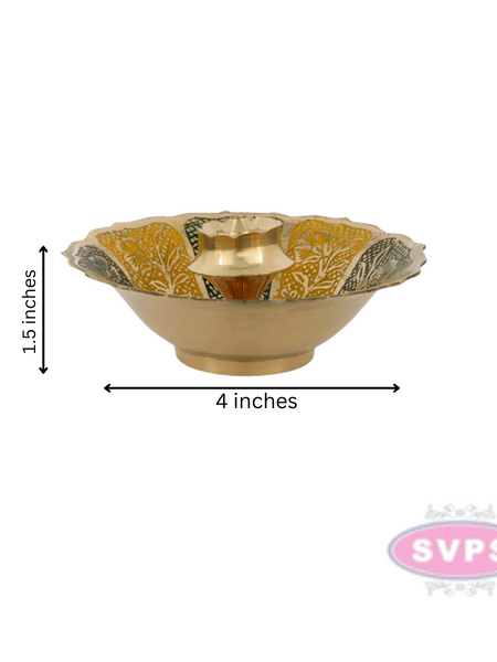 Brass Agarbathi Stand With Bowl / Oothupathi Stand / Incense Stick Holder With Ash Collector