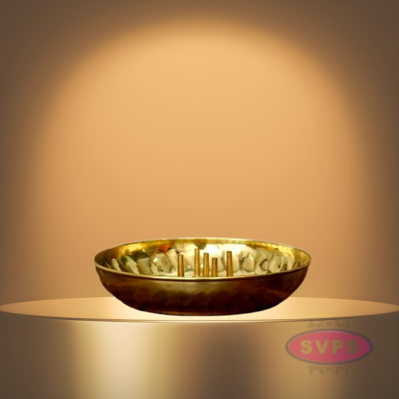 Brass Agarbatti Stand With Plate For Puja