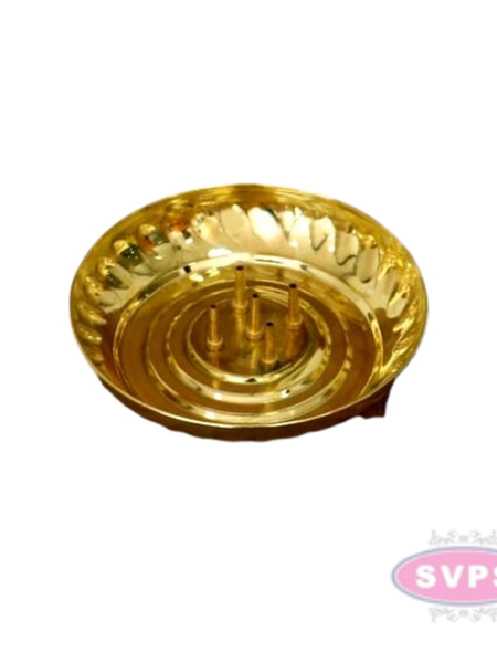 Brass Agarbatti Stand With Plate For Puja