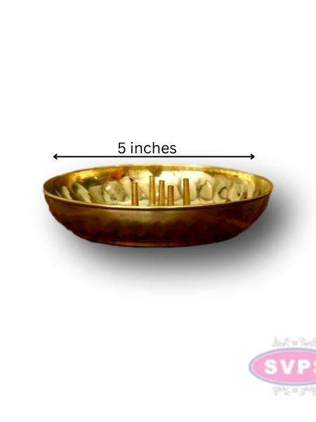 Brass Agarbatti Stand With Plate For Puja