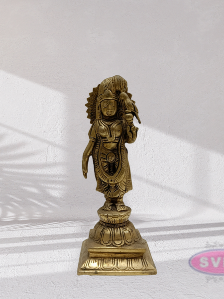 Brass Andal On lotus With Parrot