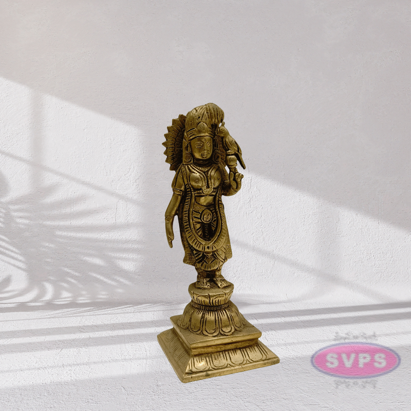 Brass Andal On lotus With Parrot