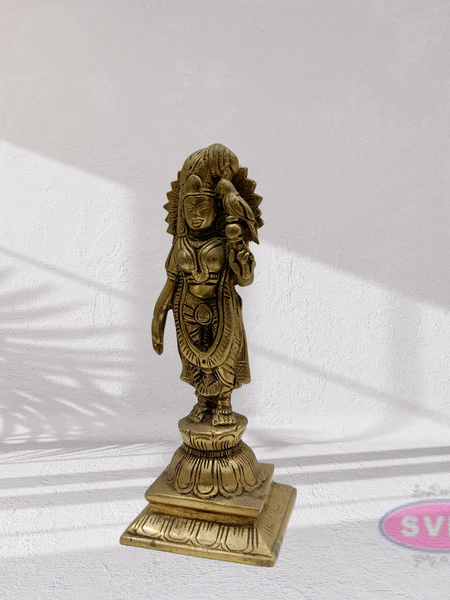 Brass Andal On lotus With Parrot