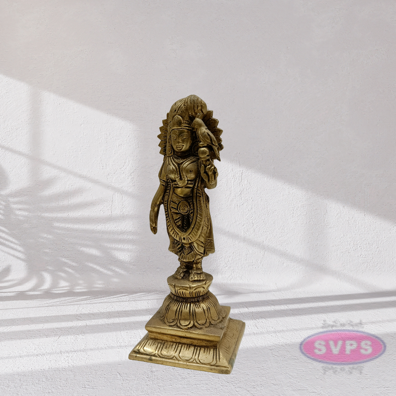 Brass Andal On lotus With Parrot