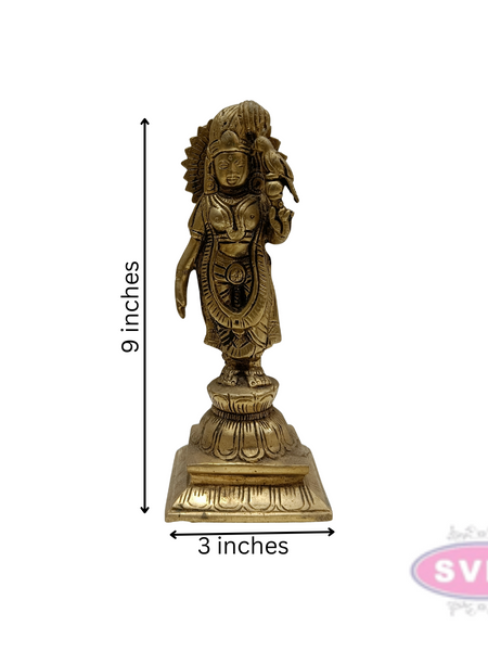 Brass Andal On lotus With Parrot