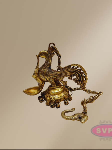 Brass Annam Single Face Lamp With Bells / Hanging Lamp