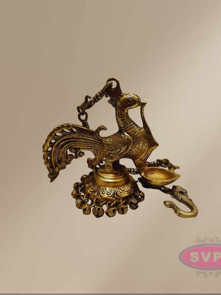 Brass Annam Single Face Lamp With Bells / Hanging Lamp