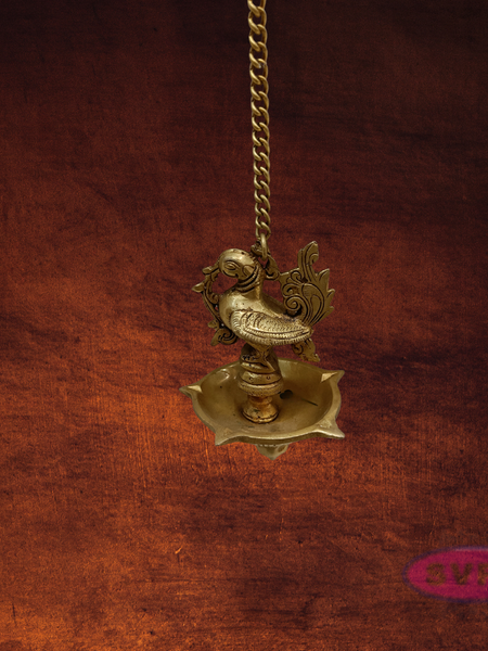 Brass Annapachi Hanging Lamp /5 Face Villaku /Diya With Chain
