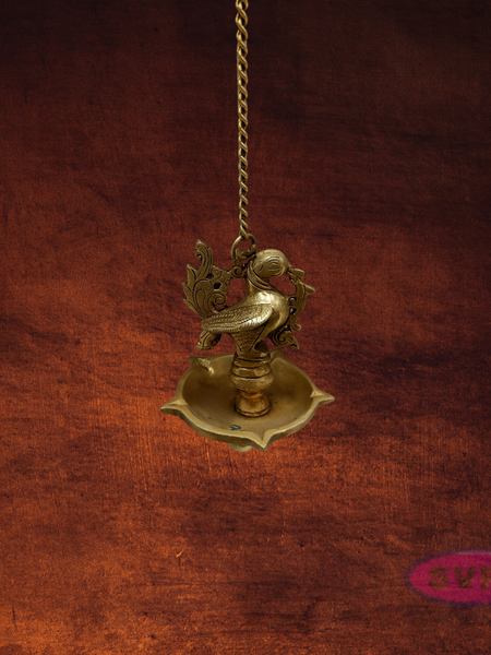 Brass Annapachi Hanging Lamp /5 Face Villaku /Diya With Chain