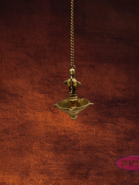 Brass Annapachi Hanging Lamp /5 Face Villaku /Diya With Chain