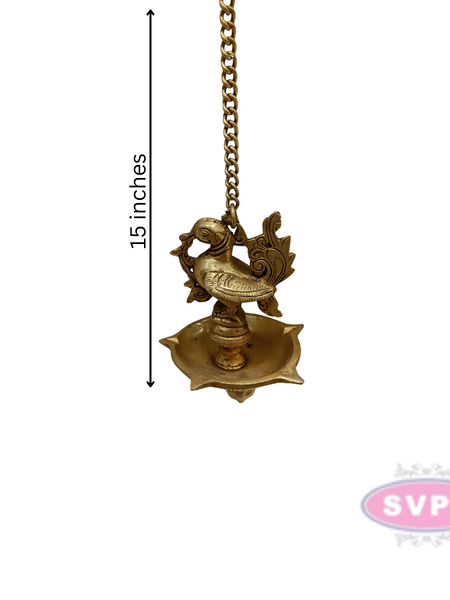 Brass Annapachi Hanging Lamp /5 Face Villaku /Diya With Chain