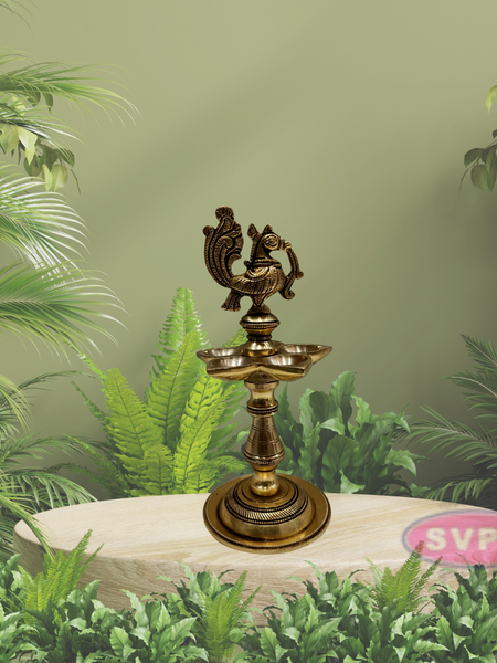 Brass Annapakchi Traditional Design 5 Wick Oil Lamp Diya