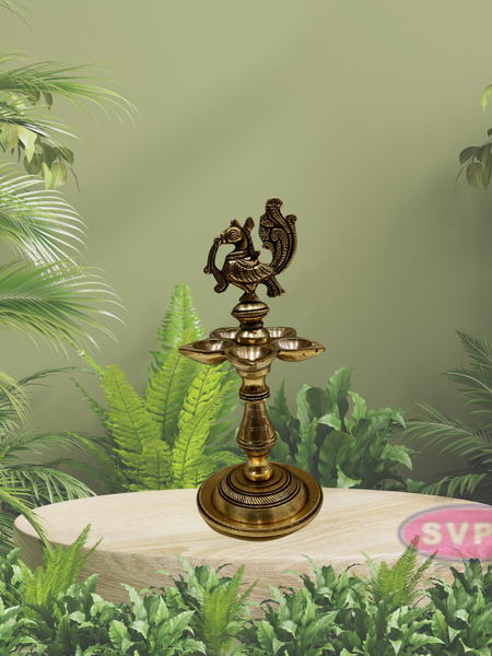 Brass Annapakchi Traditional Design 5 Wick Oil Lamp Diya