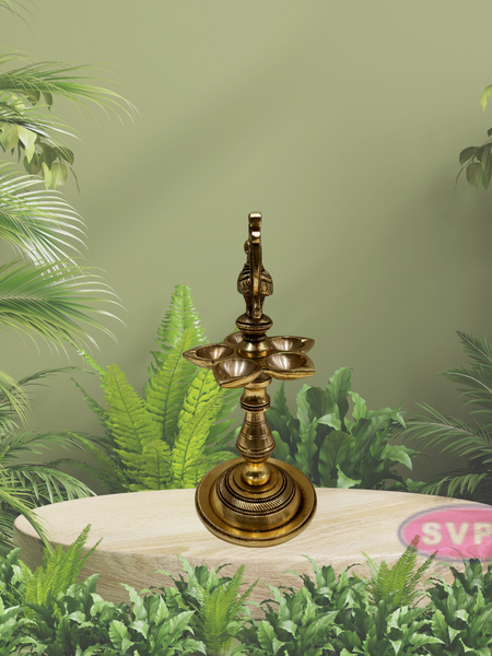 Brass Annapakchi Traditional Design 5 Wick Oil Lamp Diya