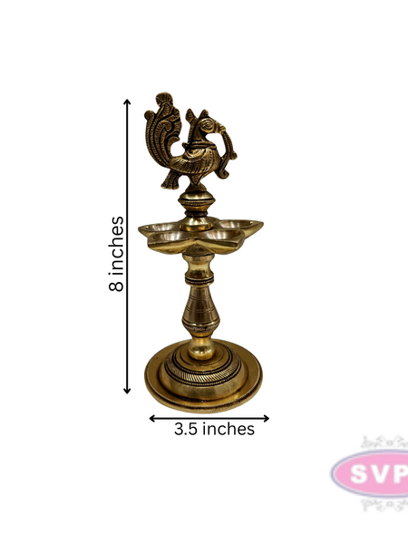Brass Annapakchi Traditional Design 5 Wick Oil Lamp Diya