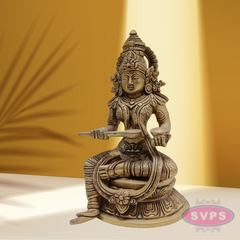 Brass Annapurna Idol For Home Temple / 10 Inches